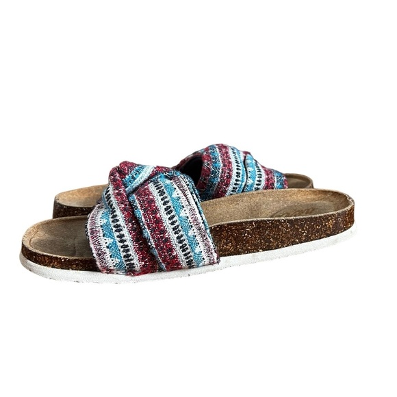 Aerie Resort Twist Detail Slide Sandals Womens Size 7 Vacation Summer Multicolor - Picture 1 of 10